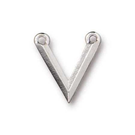Коннектор, 17х16мм, TierraCast, лаконичный, V-образный, базовый материал - оловянный сплав, родий, 2 шт.