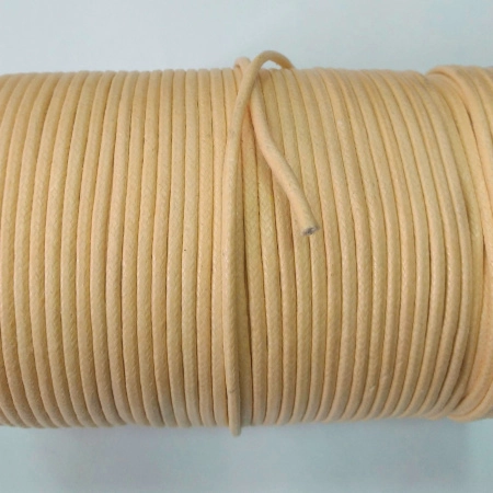 Шнур хлопковый вощеный, около 2мм, персиково-бежевый, 5 метров