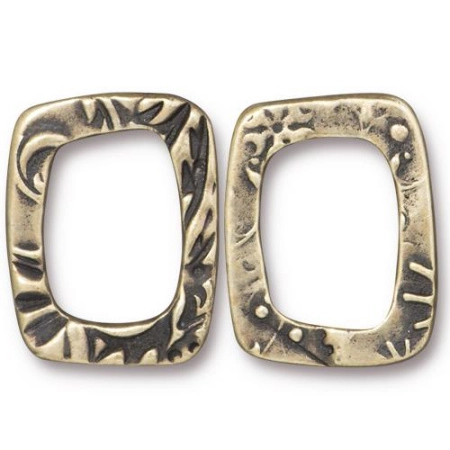 Коннектор, 19.5х15мм, TierraCast, прямоугольник, Сад, базовый материал - оловянный сплав, бронзовый с чернением, 1 шт.