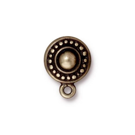 Пусеты, 15х12мм, TierraCast, Узорный диск с петелькой, базовый материал - титан/пьютер, бронзовые, пара