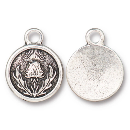 Подвеска, 18х14.5мм, TierraCast, Чертополох, базовый материал - оловянный сплав, посеребренная с чернением, 2 шт., УЦЕНКА