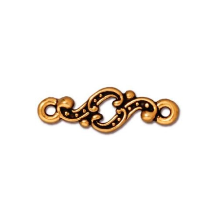 Коннектор, 20х7мм, TierraCast, Менуэт, базовый материал - оловянный сплав, позолоченный с чернением, 2 шт.