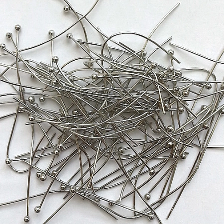 Пины с шариком, 40х0.644мм, базовый материал - латунь, стального цвета, 10 грамм