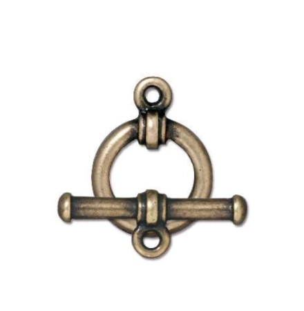 Застежка, 16х12мм, TierraCast, тогл, лаконичный, базовый материал - оловянный сплав, бронзовый с чернением, 1 шт.