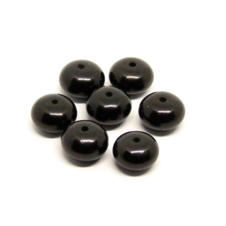 Бусины каменные, гагат, 9х5-10х7мм, рондель, 10 шт.