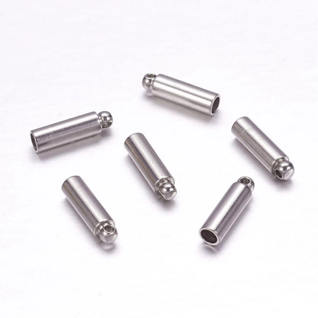 <p>Не темнеющая фурнитура из нержавеющей стали марки 304. Гладкие солидные клеевые концевики из нержавеющей стали. Внутренний диаметр - около 1.8 мм.
На концевиках возможны царапинки.
Цена за пару. Хорошо подходит для:
<ul>
<li>шнура</li>
</ul></p>