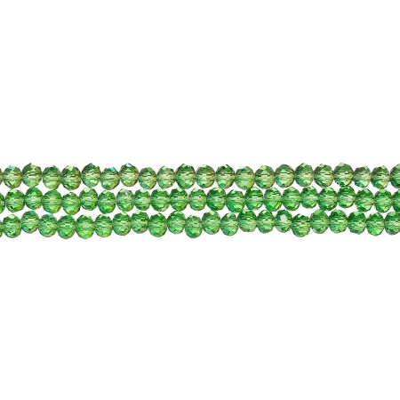 Бусины стеклянные, 2.5-3х2мм, граненые, рондели, зеленые, 148 шт., низка