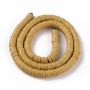 <p>Плоские круглые бусины - чипсы (диски, рондели heishi) ручной работы из полимерной глины (пластики). Бусины могут немного отличаться по форме и размеру. Оттенок может отличаться от фотографии. Бусины довольно мягкие, гибкие, напоминают каучук. Цвет: светло-коричневый (от горчичного до насыщенно бежевого в разных поставках). Цена за низку длиной около 43 см, около 350-400 бусин.</p>
