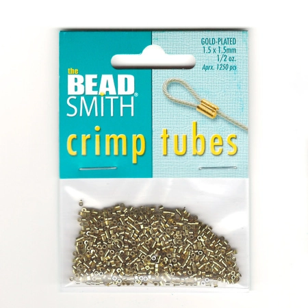 Кримпы, 1.5х1.5мм, Bead Smith, микрокримпы, трубочки, базовый материал - латунь, позолоченные, около 800 шт., УЦЕНКА