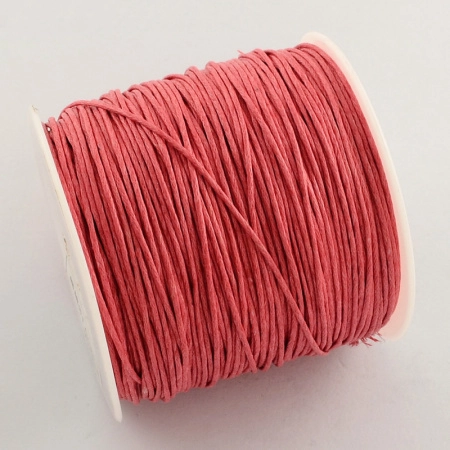 Шнур хлопковый вощеный, около 1мм, коралловый, 84 метра, катушка