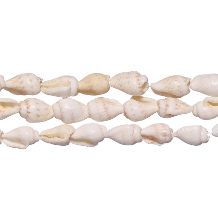 Бусина из ракушки, 7х4 - 12х8мм, белая, 110-170 шт., низка