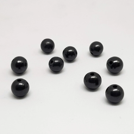 Бусины каменные, шунгит карельский, полированный, черный, 6мм, 5 шт.