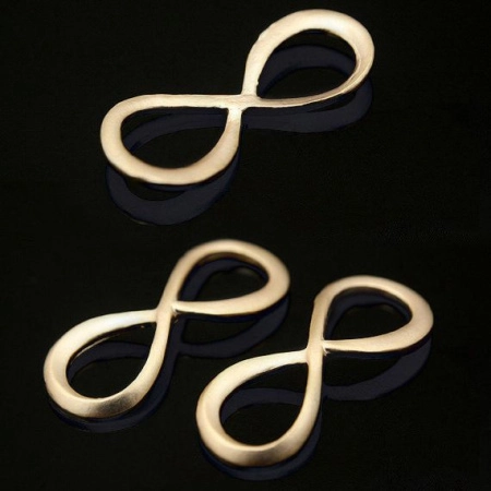 Коннектор, 21х8.5мм, Корея, Бесконечность, базовый материал - латунь, матовая позолоченная, 1 шт.