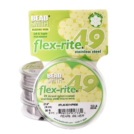 Тросик ювелирный Flex-Rite 49 струн, 0.35мм (0.014in), жемчужный, катушка 9.1 метра