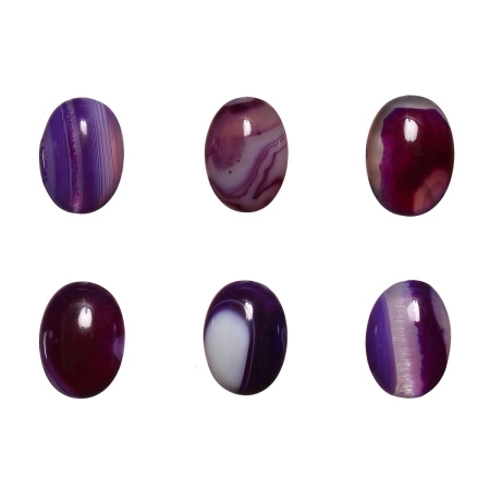 Кабошон каменный, 18х13мм, агат полосатый, фиолетового цвета, 1 шт.