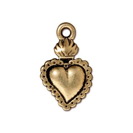 Подвеска, 22х13х2.5мм, TierraCast, Священное сердце, базовый материал - оловянный сплав, позолоченное с чернением, 1 шт.