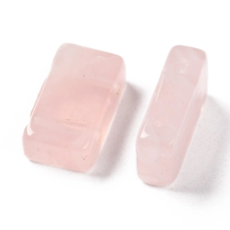 Бусина каменная, кварц розовый, прямоугольник, 16х9х5мм, с двумя отверстиями, 1 шт.