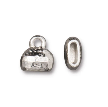 Концевики, 11х10х5.5мм (внутренний размер 6х2мм), TierraCast, Узорные, клеевые, для плоского шнура, базовый материал - оловянный сплав, родий, пара