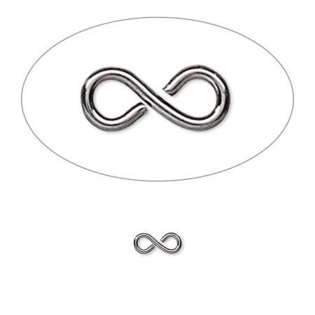 Коннектор, 7х3мм, бесконечность, базовый материал - латунь, вороненая сталь, 50 шт.