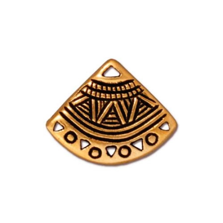 Соединитель-переходник, 19х15мм, TierraCast, на пять отверстий, Веер, базовый материал - оловянный сплав, позолоченный с чернением, 1 шт.