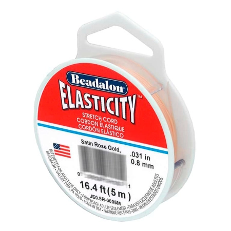Нить - резинка для браслетов Beadalon Elasticity, 0.8мм, персиково-розовая, катушка, 5 метров