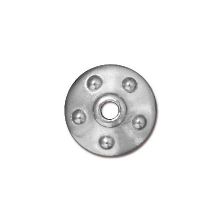 Шапочка для бусин (обниматель), 14х4мм, TierraCast, Заклепка, базовый материал - оловянный сплав, родий, 2 шт.