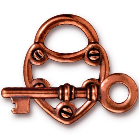 Застежка, 25х19мм, TierraCast, тогл, замочек с ключиком, базовый материал - оловянный сплав, медный, 1 шт. Застежка, 25х19мм, TierraCast, тогл, замочек с ключиком, базовый материал - оловянный сплав, медный, 1 шт.