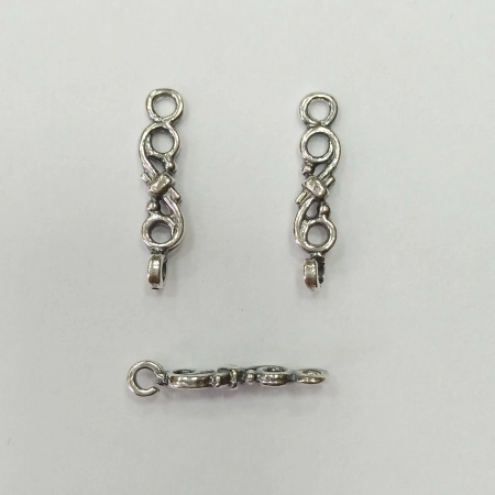 Коннектор, 15х3х2мм, Завитки, базовый материал - латунь, посеребренные с чернением, 5 шт.