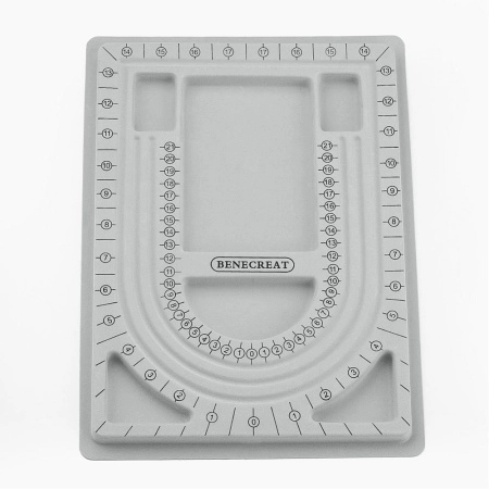 Доска для сборки бус, 32х24 см, 3 полосы, толстый пластик, флоковое покрытие, серая, 1 шт.