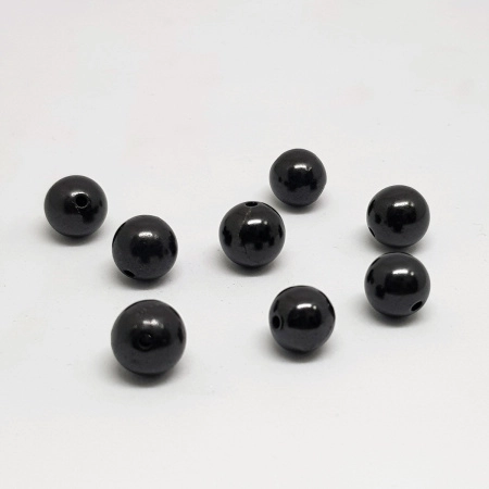 Бусины каменные, шунгит карельский, полированный, черный, 8мм, 5 шт.