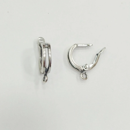 Швензы закрытые, 16х3.5мм, с английским замком, Дуга полая, базовый материал - латунь, посеребренные с чернением, пара