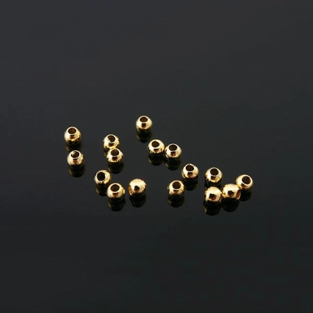 Бусина металлическая, 2мм, Корея, гладкая, базовый материал - латунь, позолоченная, около 0.5 грамм