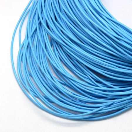 Шнур кожаный, около 2мм, голубой, 2 метра Шнур кожаный, около 2мм, голубой, 2 метра