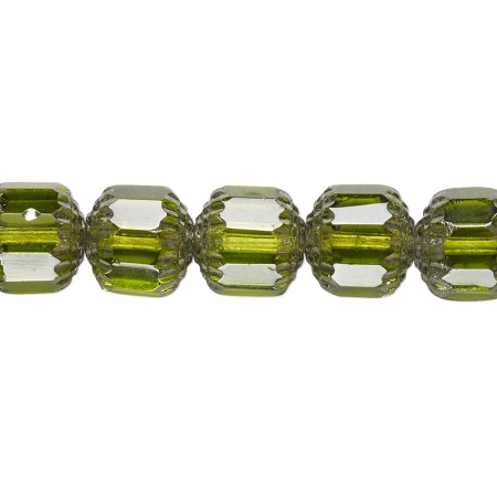 Бусина стеклянная, 10мм, Preciosa, граненая, кафедральная, оливково-зеленая, 2 шт. Бусина стеклянная, 10мм, Preciosa, граненая, кафедральная, оливково-зеленая, 2 шт.