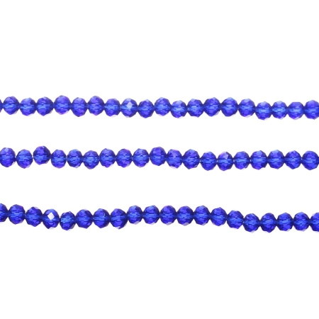 Бусины стеклянные, 4х3.5мм, граненые, рондели, темно-синие, 150 шт., низка