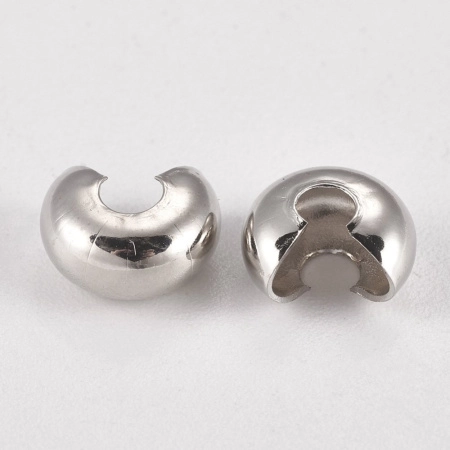 Кримпы, 6х5мм, покрывные, базовый материал - латунь, стального цвета, 5 грамм