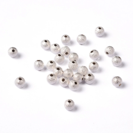 Бусина металлическая, 6мм, звездная пыль, базовый материал - латунь, серебристого цвета, 5 грамм