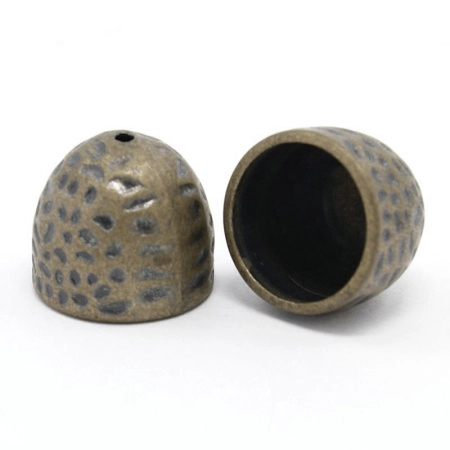 Цилиндр, 16х14мм (внутренний размер 13.5мм), фактурный, базовый материал - цинковый сплав, цвет бронза с чернением, 2 шт.