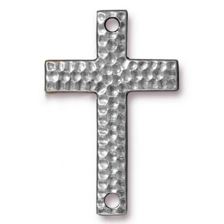 Коннектор, 40х26мм, TierraCast, узорный крест, базовый материал - оловянный сплав, под античное серебро, 1 шт.