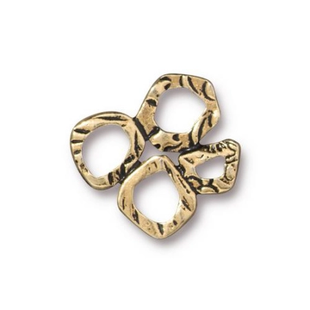 Коннектор, 18х17.5мм, TierraCast, 4 кольца, базовый материал - оловянный сплав, позолоченный с чернением, 2 шт. Коннектор, 18х17.5мм, TierraCast, 4 кольца, базовый материал - оловянный сплав, позолоченный с чернением, 2 шт.