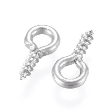 Штифт вкручивающийся, 8.5х4мм, с петелькой, базовый материал - железо, стального цвета, 10 грамм