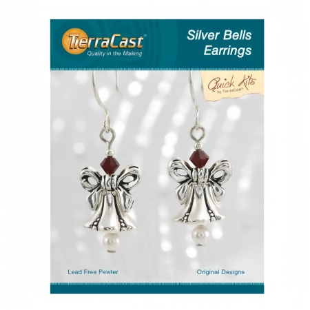 Набор для сборки украшения, 50мм, TierraCast, серьги Silver Bells, посеребренные