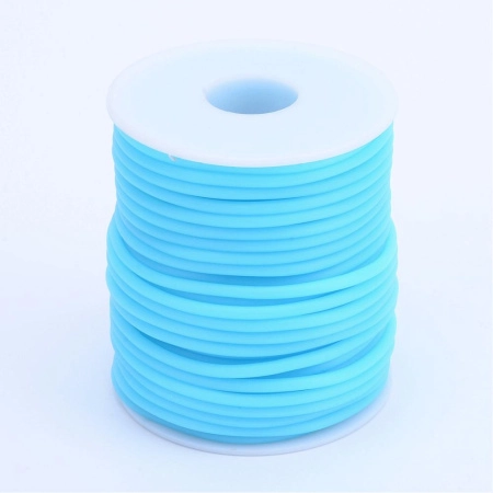 Шнур резиновый полый, около 3мм, голубой, 5 метров