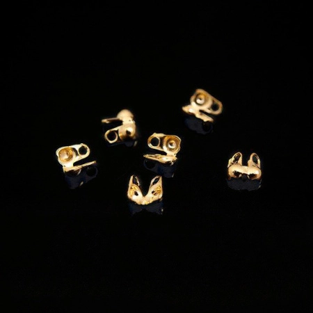 Концевики, 4х2.5мм, Корея, каллоты, симметричные, боковые, базовый материал - латунь, позолоченные, пара