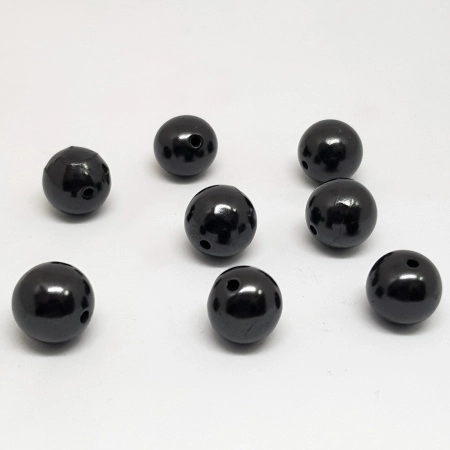 Бусины каменные, шунгит карельский, полированный, черный, 10мм, 5 шт., УЦЕНКА