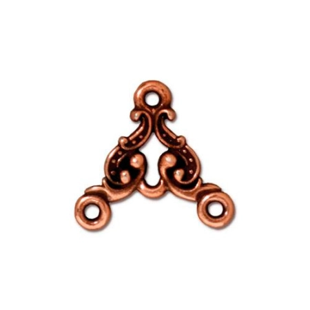 Соединитель-переходник, 17мм, TierraCast, с двумя петельками, Ампир, базовый материал - оловянный сплав, медный, 2 шт.