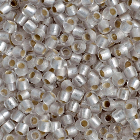 <p>Японский бисер TOHO Round (круглый Тохо), размер 11/0 (2.2 мм). Кристально-прозрачный матовый бисер с серебристой сердцевиной (Silver-Lined Frosted Crystal).
Цена за 10 грамм. Среднее количество бисерин в 1 грамме Toho 11/0 от 70 до 120 штук, может сильно варьироваться в зависимости от вида бисера.</p>