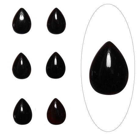 Кабошон каменный, 14х10мм, в форме капли, агат черный, 1 шт.