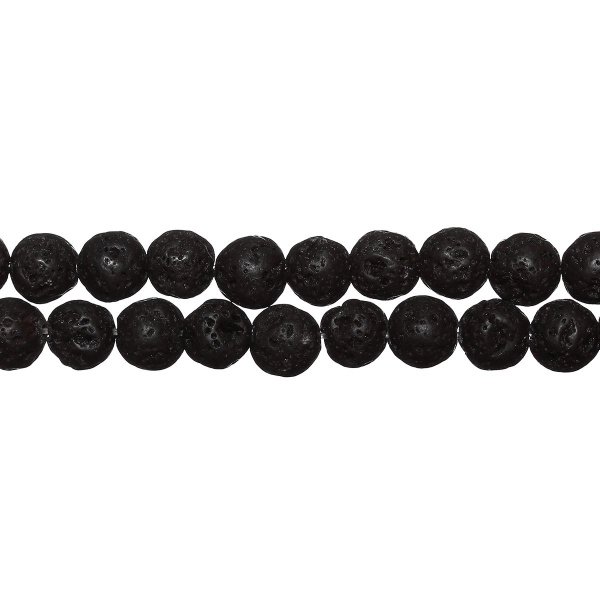 <p>Круглые пористые каменные бусины из натуральной вулканической лавы (вулканического туфа), тонированной в черный цвет. Диаметр отверстия около 1 мм. Могут немного отличаться по форме и размеру. Оттенок может отличаться от фотографии и в разных поставках. Цена за низку длиной примерно 38 см, около 45 бусин (низки формируются без проверки каждой бусины на дефекты).</p>