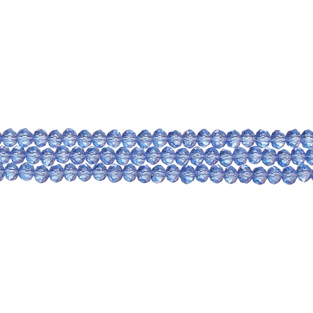 Бусины стеклянные, 3х2-3.5х2.5мм, граненые, рондели, голубые, 155 шт., низка